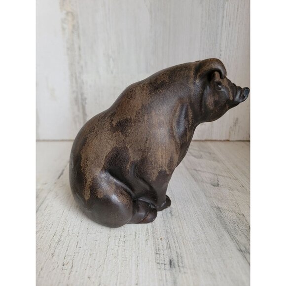 Vintage brown Pig farm animal unique figure home decor xmas - Picture 6 of 7